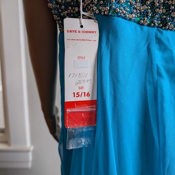 NWT Vintage Y2K Dave & Johnny Prom Gown Beaded Sequin Mermaid Maxi Dress Size 15 - Picture 8 of 8